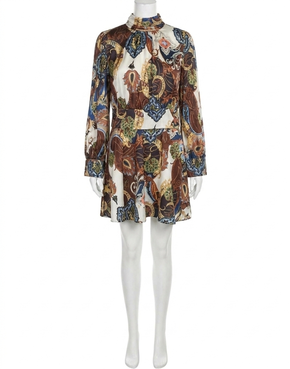 NEW VENTI6 sofia paisley open back dress in blue multi